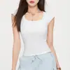 Top Ajustado con Copas Integradas, Estilo Tubo, Seda de Hielo # 9915 Camisola sin Mangas con Almohadillas en el Pecho