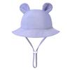 Chapéu Bacia de Algodão Puro para Bebê Orelhas de Coelho Chapéu de Pescador Estampado para Bebê Cor Lisa Chapéu de Sol Transfronteiriço 3-12m