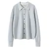 Comércio Exterior 2026 Outono Novo Estilo Europeu e Americano Moda Feminina Casual de Botão Único com Listras Caimento Suéter de Cashmere