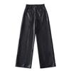 Pantalones de cuero informales estilo retro para mujer, pantalón holgado de pierna ancha, estilo urbano americano, cintura baja, para otoño de 2023