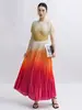 Falda Plisada con Gradiente de Colores Inspirada en el Diseño de Feiyuan para Mujer, Nuevo Estilo Primavera/Verano con un Toque de Lujo, Falda Midi Acampanada Versátil y Elegante