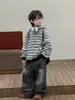 Sudadera con Forro Polar para Niños de Algodón Tienda Transfronteriza, Sudadera Rayada Estilo Coreano de Otoño para Niños, Ropa Casual Nueva para Niños 2026