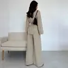 Otoño e Invierno 2025 Moda Europea y Americana Transfronteriza de Amazon Traje Elegante de Mujer con Cuello en V y Manga Larga y Pantalón Elegante de Pierna Ancha