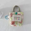 Bolsa para Auriculares Pequeña Fresca Floral Estilo Coreano Mini Diseño de Nicho Bolsa de Almacenamiento Anti-Caídas y Anti-Rozaduras Cubierta Protectora para Auriculares Bluetooth
