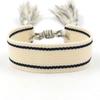 Pulsera de Cinta Tejida Estilo Étnico con Texto Bordado y Borlas, Pulsera Trenzada DIY, Diseño Simple, 104 Colores Disponibles, Pulsera Estilo Europeo y Americano