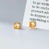 Pendientes Redondos de Plata de Ley S925 Nalan, Diseño Exquisito y Sencillo de Nicho, Elegantes con Citrino, Montura de Cuatro Garras M07468