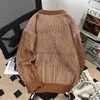 Suéter listrado estiloso e novo, estilo japonês, para outono e inverno, com gola redonda, design versátil, caimento solto e ombros caídos, perfeito para casais