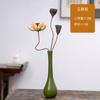 Pequeno vaso de cerâmica ornamentos jade vaso estático chá cerimônia flor seca inserção desktop vaso de flores zen jingdezhen decoração retro para casa