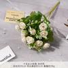Ramo Pequeño de Quince Cabezas de Rosa Simulada Ramo Falso Flor de Seda Artificial Acabada Flor de Piso para Boda Flor de Plástico Arreglo para Boda