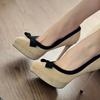 Tacones Altos Impermeables para Mujer Tacones de Aguja Nuevos Primavera y Otoño 2025 Lazo Francés Hada Pasarela Discoteca Zapatos Sexy