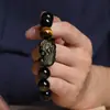 Pulsera Pixiu de Obsidiana Negra Natural Genuina para Hombres y Mujeres, Cuentas Budistas, Estilo Chino, Venta al por Mayor de Comercio Exterior Transfronterizo