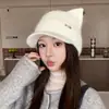 Sombrero de Punto de Piel de Conejo Nuevo Coreano con Pico de Pato Invierno para Mujer Gorro Cálido Resistente al Viento para Exteriores que Muestra Cara Pequeña Sombrero de Lana