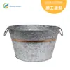Cubo de Hielo Metálico Personalizado con Asa, Cubo Ovalado de Hierro Galvanizado, Cubo de Decoración para Enfriar Bebidas en Fiestas y Festivales, Cubo de Almacenamiento