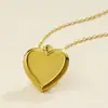 Collar de Acero Inoxidable 316L con Forma de Corazón de Superficie Lisa, Popular en Europa y América, Se Puede Abrir para Transferencia de Fotos, Joyería para Mujeres