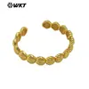 Wt-Jf355 Novo Único Formato de Concha de Ventilador Dourado Prata Dois Tons Latão Pulseira Aberta Anel de Braço Joia