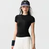 Nuevo Conjunto de Verano para Mujer de Manga Corta para Fitness, Delgado, Alta Elasticidad, Secado Rápido, Traje de Entrenamiento de Pilates, Camiseta de Yoga, Top Deportivo