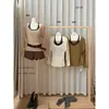 CONJUNTO OFICIAL de Top Halter Estilo Coreano Chica Popular de Principios de Otoño con Copas + Blusa de Manga Larga con Pedrería 28719