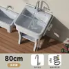 Fregadero de lavandería de piedra de cuarzo con tabla de lavar para uso interior y exterior, adecuado para patios de villas en planta baja y lavaderos de áticos, fregadero y lavabo integrados