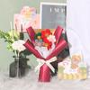 Regalo creativo para el Día del Niño ramo de flores de pompón tejidas color caramelo regalo hecho a mano con puesto de ramo