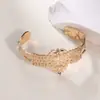 Pulsera Elegante Creativa con Incrustaciones de Bambú Transfronteriza Europea y Americana Acero Inoxidable con Galvanoplastia de Oro de 18K Pulsera Accesible de Lujo Abierta para Mujer