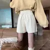 Shorts de pana para mujer, de cintura alta, corte A, otoño e invierno, para salir en invierno, pantalones base bootcut, pantalones para mujer petite
