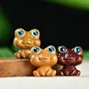 Colgante de Rana de Ojos Grandes Tallada en Palo de Rosa Rana de Dibujos Animados de Sándalo Verde Colgante para Llavero de Sándalo Accesorios para Bolsos DIY