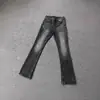 Pantalones de corte limpio estilo americano para calle, unisex, ligeramente acampanados, estilo 517, elásticos, de corte ajustado, mezclilla lavada, pantalones de pierna curva