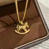 Colar Cavalo de Balanço Gelo Triturado Brincalhão de Prata S925 para Mulheres, Artesanato CNC de Alta Qualidade e Moderno, Corrente Doce e Elegante para Clavícula