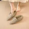 Pantuflas retro para mujer con altura aumentada, calzado de invierno para exteriores 2026, puntera cuadrada, lazo, sin cordones, forradas de felpa, pantuflas de algodón de punta cerrada