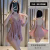 Pijama sexy de malla con tirantes para mujer, lencería de talla grande, calada, abierta, 1095