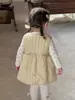 [Personalizado] Conjunto de vestido de invierno para niña pequeña, estilo coreano, forro polar, manga larga, vestido acolchado moderno y cálido para niñas