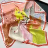 Lenço de Seda Estampado Estilo Coreano, Lenço Quadrado de Seda Falsa, Xale, Lenço de Pescoço de Luxo, Lenço de Cintura Multiuso, Envoltório de Quadril