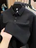 Camiseta de manga larga para hombre con lyocell, lino y algodón, nuevo estilo primavera/otoño 2026, polo de vestir casual para hombre con cuello