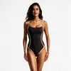 2026 Nuevo Traje de Baño de Una Pieza Europeo y Americano Color Block Marrón y Blanco Tirantes Finos Adelgazante Vacaciones en la Playa Traje de Baño Transfronterizo bikini