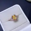 Anillo de Citrino Natural Transfronterizo Accesorios de Piedras Preciosas Nicho de Alta Gama Joyería de Plata 925 5*7 Moda Venta Directa de Fábrica