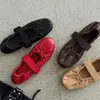 Zapatos Mary Jane de piel de oveja de primera capa para mujer, zapatos planos cómodos, cuero genuino por dentro y por fuera, punta redonda, lazo, zapatos de tacón bajo, talla de mujer 40