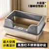 Popular caja de arena semi-cerrada para gatos de acero inoxidable, inodoro para gatos anti-salpicaduras y anti-esparcimiento de arena, fábrica de cajas de arena para gatos estilo abierto