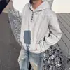 Sudadera con capucha de botones estilo retro americano turquesa para otoño e invierno para hombre, chaqueta de calle resistente de ajuste limpio para pareja