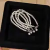Pulsera Shijia Blanco Perla 4mm Zirconia Francesa Apilable Joyería de Perlas de Lujo Ligero para Mujeres
