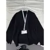 Otoño e Invierno para Hombre de Gama Alta Cuello Redondo Gris Claro Tejido de Punto Estilo Holgado Perezoso Color Sólido Base Tejido Cálido