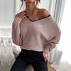 Amazon Transfronterizo Popular Otoño e Invierno 2024 Nuevo Suéter de Punto con Encaje Empalmado Cuello en V Estilo Commuter para Mujer