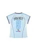 Camiseta Estilo Jersey Color Block Retrô Americana de Manga Curta para Mulheres, Verão 2026, Corte Slim, Versátil, Crop Top Esportivo