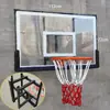 Aro de Baloncesto de Pared Tablero de Baloncesto Estándar Tablero de Baloncesto de Vidrio Templado Tablero de Baloncesto para el Hogar Interior Exterior Aro de Baloncesto de Pared Exterior