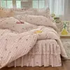 2026 Nuevo Estilo Fresco y Sencillo Falda de Cama de Encaje Juego de Cuatro Piezas