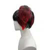Comercio Exterior Europeo y Americano Nuevo Artículo Transfronterizo Más Vendido Peluca Corta Negra y Roja Resaltada para Cosplay de Anime con Flequillo y Doble Cola de Caballo Fibra Sintética