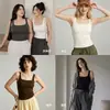 Camisola Cuadrada de Mezcla de Lana para Primavera y Otoño para Mujer con Copas, Alta Elasticidad, Corte Ajustado, Tirantes Anchos, Prenda Base