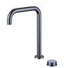 Grifo de lavabo de dos agujeros con agua fría y caliente, giratorio, para lavabo de baño, montado en encimera, de una sola palanca, cuerpo de cobre, grifo extraíble para lavabo bajo encimera