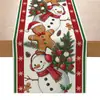 Novo caminho de mesa de Natal transfronteiriço com estampa digital de guirlanda de árvore de Natal, toalha de mesa para decoração de sala de jantar e sala de estar interna, caminho de chá
