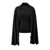 Conjunto de Dos Piezas Versátil de Cuello Redondo y Manga Larga + Chal, Top Casual Elegante Ajustado para Primavera