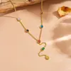 Cadena de Acero Inoxidable Transfronteriza con Borla de Color Diamante para Electrodeposición al Vacío Joyería de Acero de Titanio Collar Redondo Corazón de Amor para Mujer